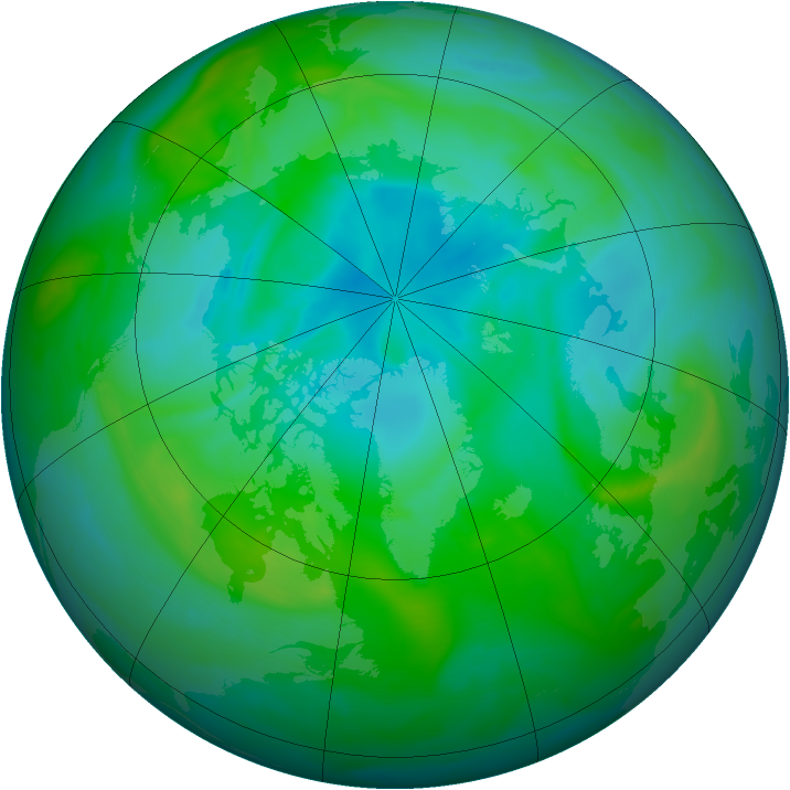 Arctic ozone map for 09 August 2005